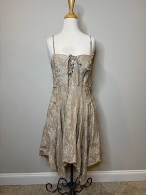 Anthropologie Corset Lace-Up Seamed Mini Floral Lace-Up Spaghetti or Strapless